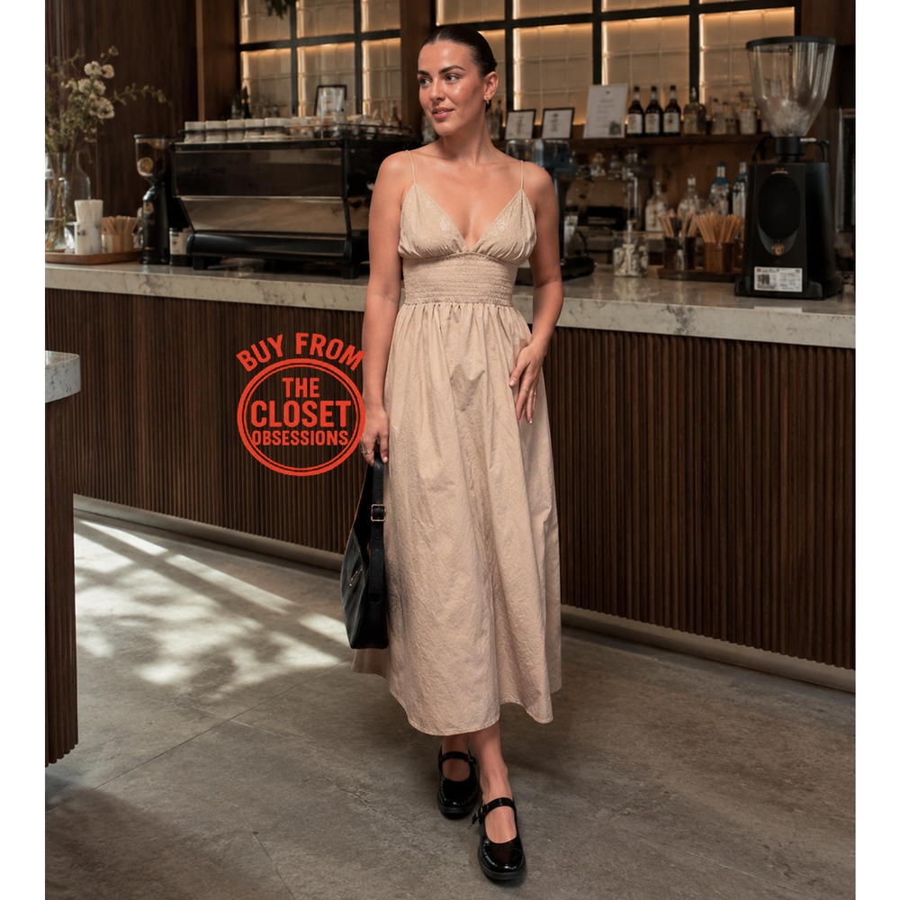 Zara NWT Beige Embroidered Cotton Maxi Dress M L - Picture 11 of 16